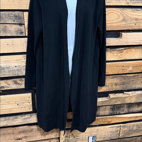 Eileen Fisher Wool Black Open Front Duster Cardigan Women’s Size Large - Picture 3 of 8